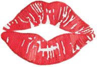 👄 riverbyland 10" large sequin iron on patches - pack of 2 bling sexy lip decorative patches for glamorous style logo