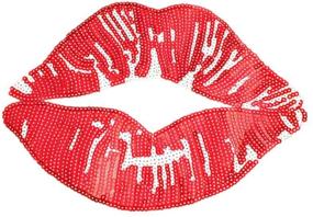 img 4 attached to 👄 Riverbyland 10" Large Sequin Iron On Patches - Pack of 2 Bling Sexy Lip Decorative Patches for Glamorous Style