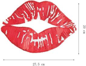 img 3 attached to 👄 Riverbyland 10" Large Sequin Iron On Patches - Pack of 2 Bling Sexy Lip Decorative Patches for Glamorous Style