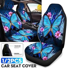 img 2 attached to 🦈 UZZUHI 3D Shark Seat Covers: Stylish Car Interior Cover Set in DodgerBlue for Men and Women - Full Set for Front and Back Seats