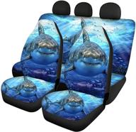 🦈 uzzuhi 3d shark seat covers: stylish car interior cover set in dodgerblue for men and women - full set for front and back seats logo