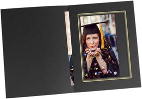 img 2 attached to 📸 Pack of 50 Acid-Free 5x7 Photo Folder Side Slip- Black with Gold Lining - Ideal for Graduation, Wedding, Baby Photos, Parties & Events - by Golden State Art