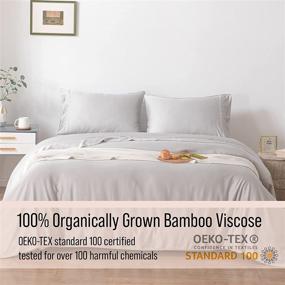 img 1 attached to 🛏️ Bella Coterie Luxury Bed Sheet Set: Ultra Soft Cooling Bamboo Viscose, Queen Size, Grey Mist