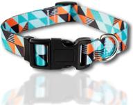 🐾 stylish geometric pattern dog collar: bohemian tribal print for small to large dogs, durable nylon collars with safety buckle – adjustable for male/female puppies, perfect for outdoor walks & runs logo