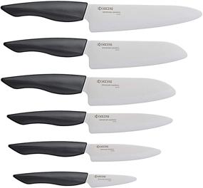 img 1 attached to 🔪 Керамический нож Kyocera Santoku длиной 5,5 дюйма в белом и черном цветах - передовая точность и стиль