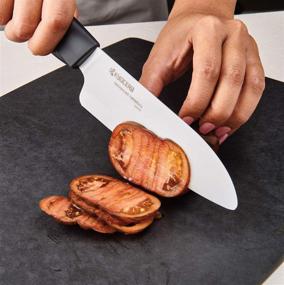 img 2 attached to 🔪 Керамический нож Kyocera Santoku длиной 5,5 дюйма в белом и черном цветах - передовая точность и стиль