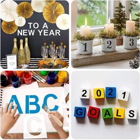 img 1 attached to 🎨 36pcs + 1 Reusable Large Letter and Number Stencils with Brush for Painting Walls & Wood Crafts