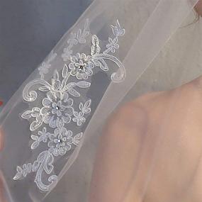 img 2 attached to RULTA 1 Tier Lace Appliques Bridal Veil: Exquisite Crystal Beaded Tulle Wedding Veil with Comb