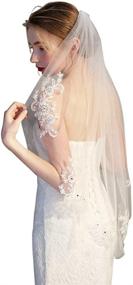 img 4 attached to RULTA 1 Tier Lace Appliques Bridal Veil: Exquisite Crystal Beaded Tulle Wedding Veil with Comb