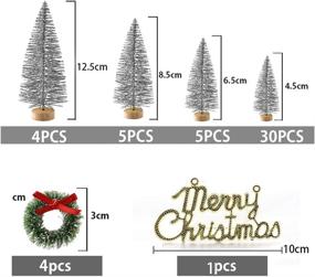 img 3 attached to INFILM 49-piece Mini Christmas Tree Set - Artificial Sisal Snow Bottle Brush Trees with Wooden Base for Table Decorations, DIY Room Decor - Silver Color