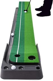 img 4 attached to YINGJEE 10ft Golf Putting Mat Indoor/Outdoor with Auto Ball Return - Improve Your Golf Skills and Score!