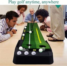 img 3 attached to YINGJEE 10ft Golf Putting Mat Indoor/Outdoor with Auto Ball Return - Improve Your Golf Skills and Score!