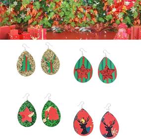 img 2 attached to AOUXSEEM 161-Piece Christmas Faux Leather Earrings Kit: Teardrop Hollow Cutouts, Xmas Tree Reindeer Star Patches, Hooks & Rings for Beginners (C)