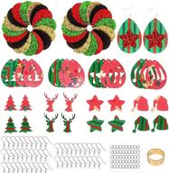 aouxseem 161-piece christmas faux leather earrings kit: teardrop hollow cutouts, xmas tree reindeer star patches, hooks & rings for beginners (c) logo