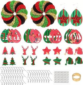 img 4 attached to AOUXSEEM 161-Piece Christmas Faux Leather Earrings Kit: Teardrop Hollow Cutouts, Xmas Tree Reindeer Star Patches, Hooks & Rings for Beginners (C)