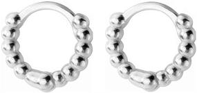 img 4 attached to 💎 Ultra Stylish Tiny Ball Bead Hoop Earrings: 925 Sterling Silver, Cartilage Pierced, Hypoallergenic Fashion Jewelry for Women and Teen Girls