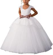 elegantly adorned tulle flower girls' clothing with appliques sleeves logo