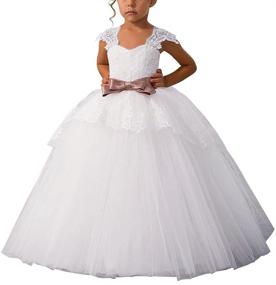 img 4 attached to Elegantly Adorned Tulle Flower Girls' Clothing with Appliques Sleeves