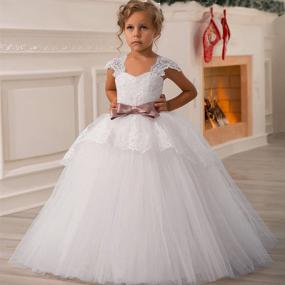 img 2 attached to Elegantly Adorned Tulle Flower Girls' Clothing with Appliques Sleeves