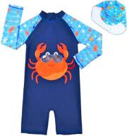 boys dinosaur swimwear set with rash guard, trunks, and sun hat for baby toddler kids 3-6 years logo