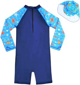 img 3 attached to Boys Dinosaur Swimwear Set with Rash Guard, Trunks, and Sun Hat for Baby Toddler Kids 3-6 Years