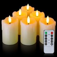 🕯️ homemory timer remote control flameless candles | real wax | 2x3 flickering led pillar candles | 400+ hour realistic battery operated votive candles | wedding & christmas decoration - 6 pack logo