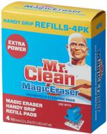🧽 convenient cleaning with mr. clean handy-grip all purpose refill pads, pack of 4, white! logo