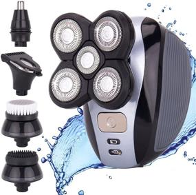 img 4 attached to 🤩 Perfect Bald Look Professional Head Shaver: 5-in-1 Grooming Kit for Bald Men - Waterproof, Cordless & Rechargeable, 4D Floating 5 Head