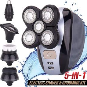 img 3 attached to 🤩 Perfect Bald Look Professional Head Shaver: 5-in-1 Grooming Kit for Bald Men - Waterproof, Cordless & Rechargeable, 4D Floating 5 Head