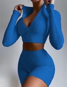 img 1 attached to 👯 Women's 2 Piece Activewear Set: Zip Up Tracksuit, Slim Fit Short Pants, High Waist Booty Yoga Shorts