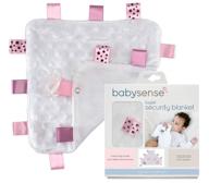 🍼 baby sense taglet security blanket lovey with pacifier tag - soft, soothing, comfortable, warm, cozy - unisex & toddler - durable & machine washable - pink logo
