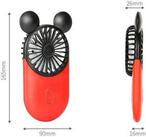 img 3 attached to 🐭 Kbinter Cute Personal Mini Fan: USB Rechargeable Handheld Fan with LED Light, 3 Speeds, Portable Holder - Indoor & Outdoor Activities - Cute Mouse Design (Red+Blue) - 2 Pack