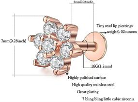 img 3 attached to 🌸 Versatile and Stylish 2-4Pcs Surgical Steel Stud Earrings: Tiny CZ Flower Lip Studs, Medusa, Helix, Cartilage, and More for Women and Girls