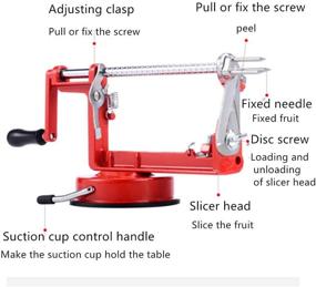 img 1 attached to 🍎 Cast Magnesium Apple Potato Peeler Corer by Spiralizer - Durable Heavy Duty Die Cast Magnesium Alloy Peeler, Stainless Steel Blades - Red