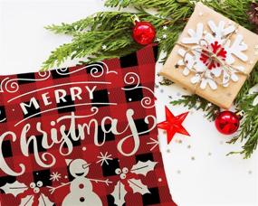 img 3 attached to 🎄 Hlonon Christmas Decorative Pillow Covers 18 x 18 Inches Set of 4 - Xmas Series Cushion Cover Case Pillow Custom Zipper Closure Square Pillowcases