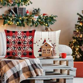 img 1 attached to 🎄 Hlonon Christmas Decorative Pillow Covers 18 x 18 Inches Set of 4 - Xmas Series Cushion Cover Case Pillow Custom Zipper Closure Square Pillowcases