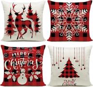 🎄 hlonon christmas decorative pillow covers 18 x 18 inches set of 4 - xmas series cushion cover case pillow custom zipper closure square pillowcases logo