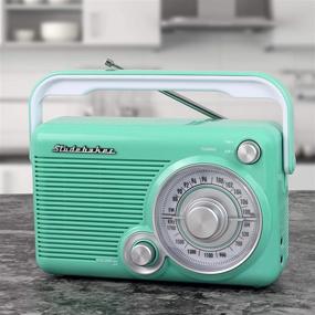 img 1 attached to 📻 Studebaker SB2002TE Portable AM/FM Radio: Teal/White with Headphone & Aux-in Jacks