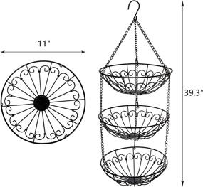 img 3 attached to 🍎 Hanging Fruit Basket, 3 Tier Heavy Duty Rustic Wire Produce Storage Baskets with Metal Chain and Hook for Kitchen Veggies, Potatoes, Onions, Oranges, Bananas, Limes, Lemons - Dicunoy