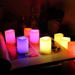 img 3 attached to 🕯️ EcoGecko Set of 6 Remote Controlled Color Changing Votive Candles for Indoor/Outdoor Use - Includes Batteries