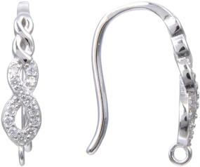 img 2 attached to 💎 10-Piece Set of Genuine 925 Sterling Silver Earring Hooks Dangle with 12 Created Diamonds for Earrings Making SS463