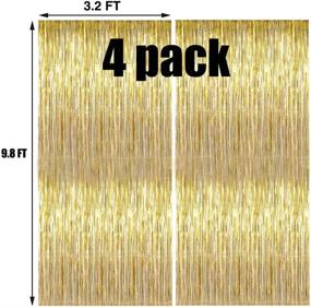 img 1 attached to 🎉 Pack of 4 YESON Gold Foil Fringe Curtains – Metallic Tinsel Shimmer Curtain Party Backdrop Decorations