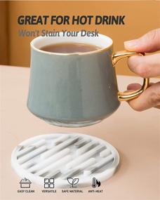 img 2 attached to 🎁 Premium Set of 6 Amoowis Silicone Coasters with Holder - Absorbent & Stylish Drink Coasters for Coffee Table – Ideal Housewarming or Birthday Gift with Marble Pattern