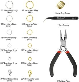 img 3 attached to 📿 Kingsdun Jewelry Making Tools Set with Findings - Pliers, Opener, Tweezer, Repair Kit & Assorted Gold/Silver Jump Rings and Lobster Clasps - 1160pcs Jump Rings, 40pcs Clasps