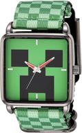 🕹️ minecraft boys' analog quartz watch, green, nylon strap, model min5002az, size 27 logo