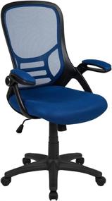 img 2 attached to 💺 Superior Comfort and Style: Flash Furniture High Back Blue Mesh Ergonomic Swivel Office Chair with Black Frame and Flip-up Arms