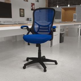 img 3 attached to 💺 Superior Comfort and Style: Flash Furniture High Back Blue Mesh Ergonomic Swivel Office Chair with Black Frame and Flip-up Arms