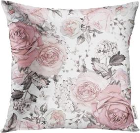 img 4 attached to 🌸 Gray Abstract Pillow Cover with Pink Floral Accents on White Watercolor Pattern - Rose in Pastel Colors - Decorative Pillow Case for Home Decor - Square, 18x18 Inches