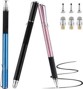 img 4 attached to 🖊️ Abiarst Stylus Pens for iPad, All Capacitive Touch Screens - Disc & Fiber Tip -3 Pack (Black/Blue/Rose Gold)