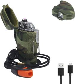 img 4 attached to 🔥 JiaDa Waterproof Lighter, USB Rechargeable Arc Lighter with Flashlight, Portable & IPX7 Water-Resistant for Outdoor Camping - 2 in 1 Camouflage Design